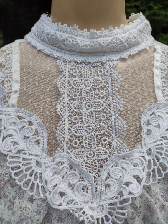 Vintage Gunne Sax by Jessica White and Purple Floral … - Gem
