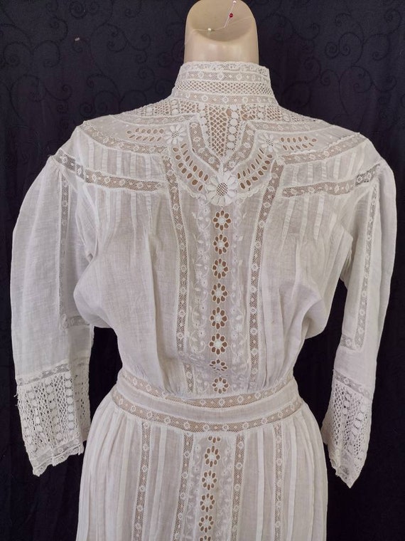 Edwardian Lawn Lace Dress - Antique - White Cotton