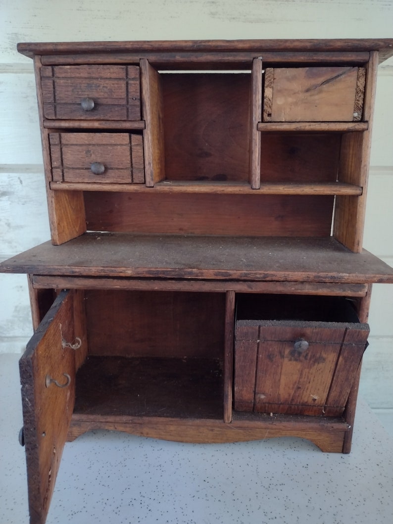 Vintage Miniature Wood Toy Hutch Etsy