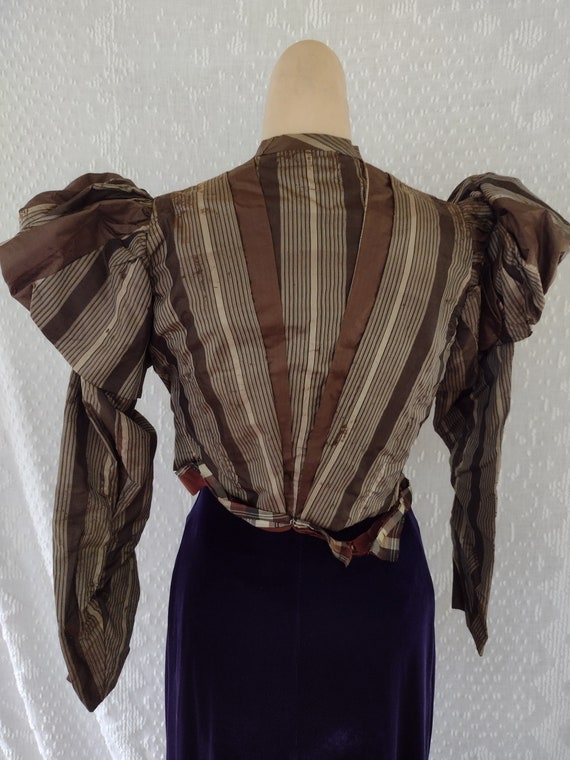 Antique Victorian Silk Puff mutton Sleeve Bouse - image 2