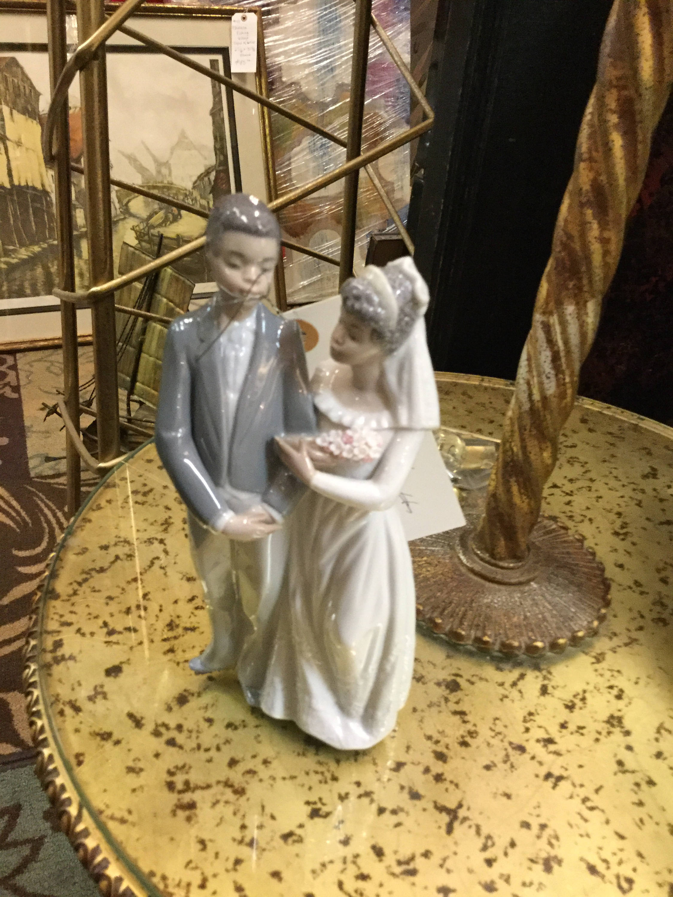Black Lladro Bride And Groom Cake Topper 5835 Retired