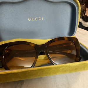 Gucci Sunglasses Glasses Case monogram tri-fold brown leather