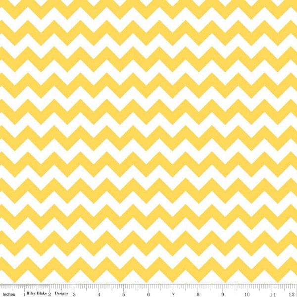 Yellow Chevron Fabric by Riley Blake Designs Small Chevron Zig Zags - Fabric by the yard