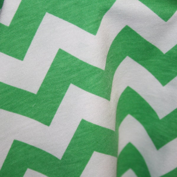 CHEVRON KNIT FABRIC -  Spring Green -  Cotton Jersey Knit fabric - Half Yard