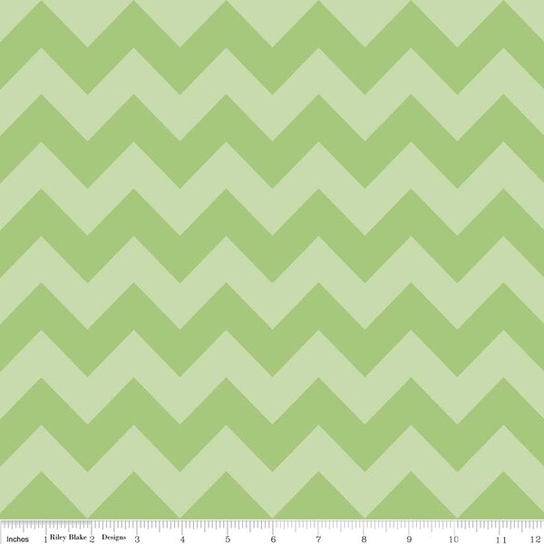 GREEN Chevron fabric by Riley Blake Designs  Medium Tone on Tone - light green - dark green  zig zag