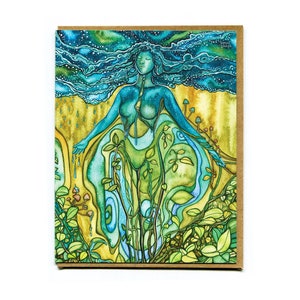 NOUVEAU ! Carte de biosynthèse - aquarelle, Terre mère, forêt, soi sacré, Gaia