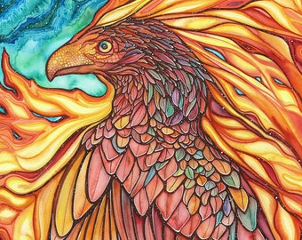 Large Print - Phoenix - beautiful & powerful immortal artwork, self-aware regenerative transcending empowerment confidence renewal rebirth