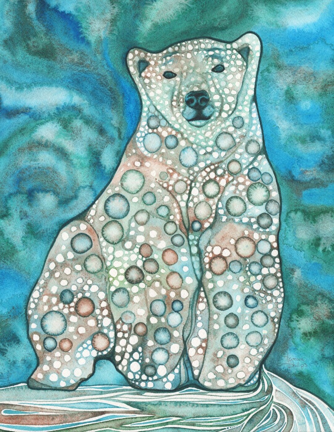 Polar Bear Watercolor Print: Whimsical Winter Sea Bear Art - Etsy