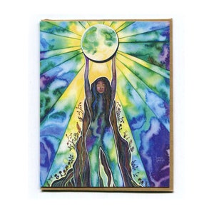 Moonweaver Karte - Aquarellkunst, die die Kraft des göttlich Weiblichen feiert, Mutter Mond, Mawu, afrikanische Göttin, Mondkunst, Selenophile