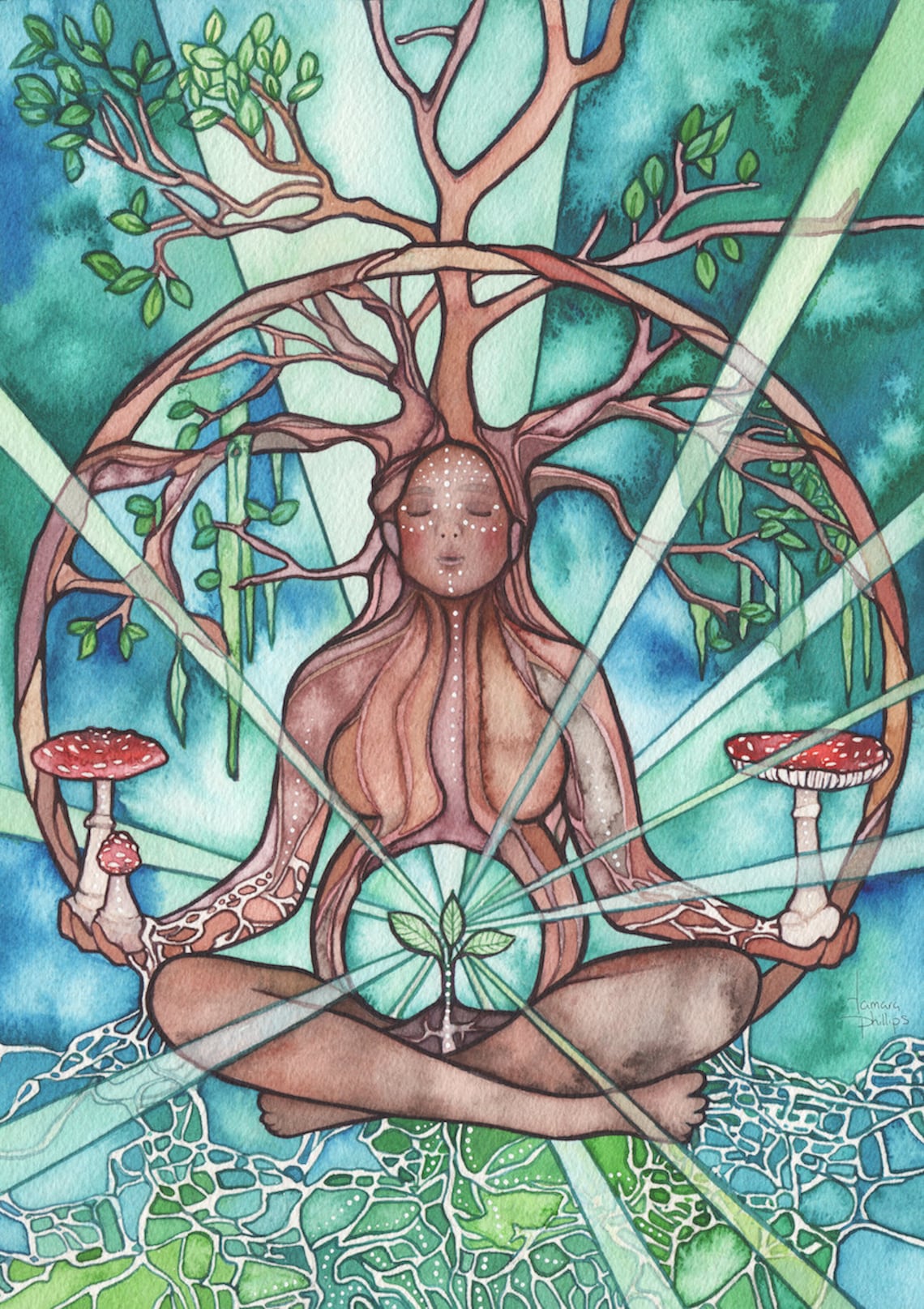 SEED MAMA print of beautiful watercolour Earth Mother image 1