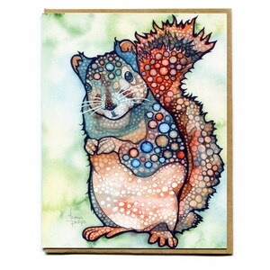Carte écureuil - aquarelle, adorable animal de la forêt des bois pour les amoureux de la nature