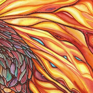 Phoenix - watercolour print, immortal self-aware regenerative transcending rebirth empowerment confidence renewal strength metamorphosis image 3
