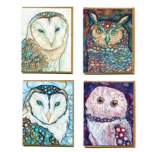 Cartes - hiboux, oeuvre d'art aquarelle