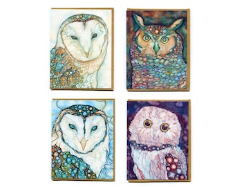 Cards - OWLS, watercolour artwork