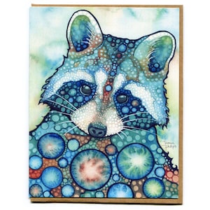 Carte raton laveur - aquarelle, adorable animal de la forêt des bois pour les amoureux de la nature