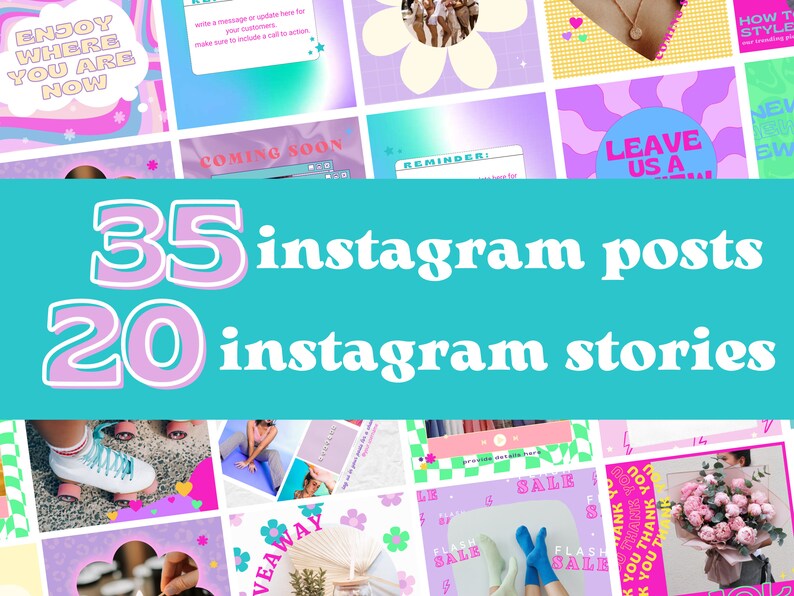 Y2K Instagram Canva Template Social Media Graphics Templates for Small ...