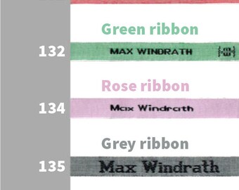 100 woven name tags, clothing labels - varicoloured & with symbol