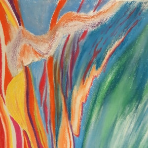 Music in my mind. PRINT of original chalk pastel drawing 16” x 11”.