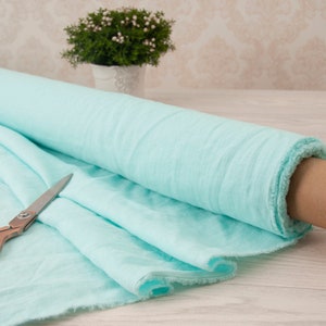 Light Mint linen fabric by meter, Mint pure 100% linen flax, Prewashed soft linen fabric by yard