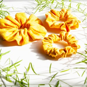 Leinen Scrunchie Mädchen Haar Accessoire, Natur Leinen Haarband, Leinen Scrunchie Gelb