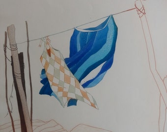 Charlotte Reine " Habits De Fete " Original Etsningskonst