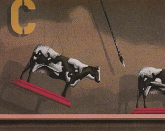 James Carter  "Toy Cow"  Original Serigraph-- (From the 1986 series: Toy Maker)