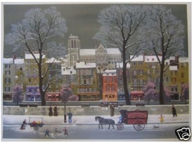 Michel Delacroix La Neige sur la Seine Limited Edition Lithograph Stone Signed Print image 1