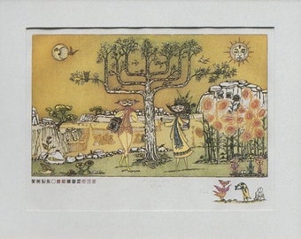 Guillermo Silva Originaletsning "El Arbol de la Vida" Signerad och numrerad etsning