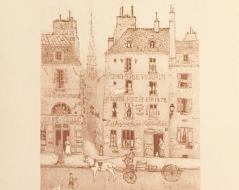 Michel Delacroix Sepia originallitografiaffisch (handritad av konstnären)
