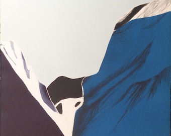 Gilou Brillant "Oiseau Masque" Original Radierung S/N Kunstwerk