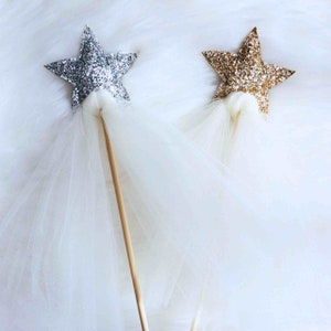 Princess Wand, Fairy Wand, Magic Wand, Party Wand, Star Wand in Gold or Silver