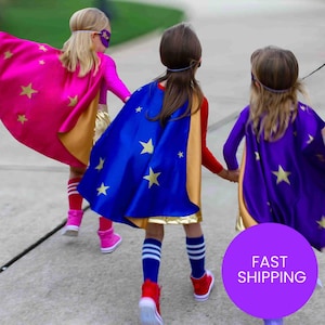 Bold Bright Superhero Cape Set, Superhero Costume, Kids Superhero Costume, Halloween Costume, Kids Gift,  Blue, Pink or Purple