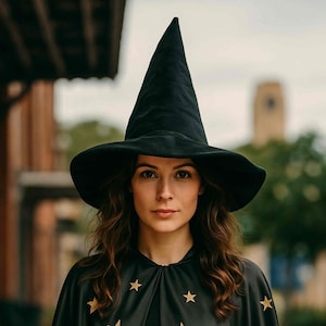 Velvet Witch Hat,  Adult Witch Hat, Women's Witch Hat - Black