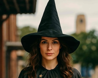Velvet Witch Hat,  Adult Witch Hat, Women's Witch Hat - Black