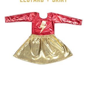 Girls Lightning Bolt, Super Hero Costume, Kids Costume, Super Hero Costume Skirt Leotard image 3