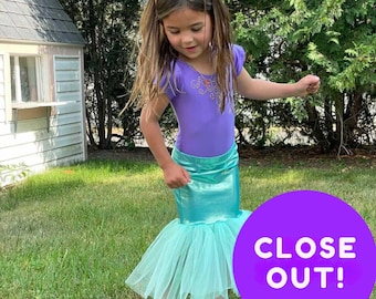 Girl's Mermaid Costume, Mermaid Tail Tulle Skirt, Matte Leotard & Skirt Costume Options, Kids Halloween Costume - Tea Matte Purple