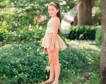 Girl's Fairy Costume, Fairy Princess Leotard, Fairy Dress Costume Set with Options - Green