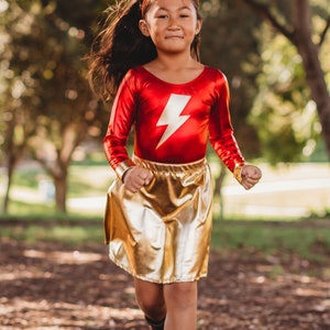 Girls Lightning Bolt, Super Hero Costume, Kids Costume, Super Hero Costume Skirt Leotard image 2