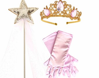 Princess Headband Gift Set |  Princess Crown +Wand+ Gloves | Birthday Girl Tiara |  Birthday Crown | Princess Tiara
