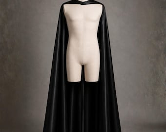 Unisex Adult Size Satin Superhero Cape - Black
