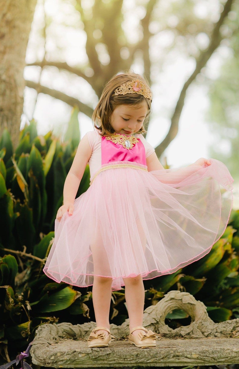 Size 56 Aurora Sleeping Beauty Birthday Outfit Sleeping Beauty Princess Dress Birthday Outfit Pinafore Dress and Crown Princess Dress