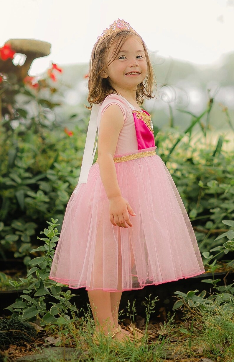 Size 56 Aurora Sleeping Beauty Birthday Outfit Sleeping Beauty Princess Dress Birthday Outfit Pinafore Dress and Crown Princess Dress