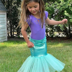 Girl's Mermaid Costume, Mermaid Tail Tulle Skirt, Matte Leotard & Skirt Costume Options, Kids Halloween Costume - Tea Matte Purple