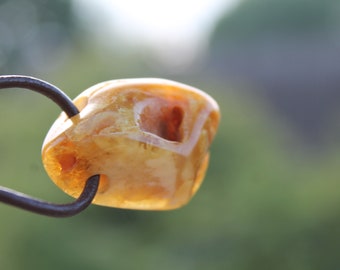 White Amber Necklace Minimalist Geometric Pendant Drop Yin Yang Charm  Leather Jewelry Men Gift for Him Handmade Sea Summer Fashion For Adult