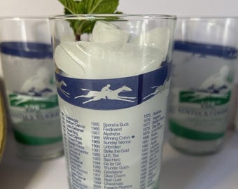 Set of 3 Kentucky Derby Churchill Downs Glasses Set Mint Julep Barware Vintage