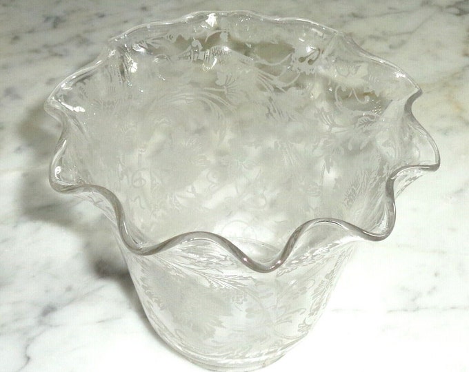 Floral Acid Etched Glass Ceiling Wall Sconce Glass Replacement Etsy