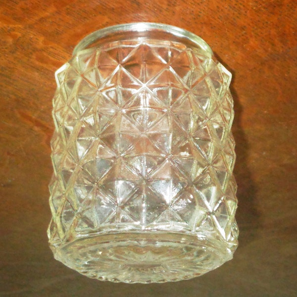 Virden Jelly Jar Style Diamond Glass Bpdy Light Cover Replacement Globe, Vintage