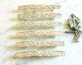 Amerock Gold White Wash 1966 142 Renaissance Antique English Cabinet Drawer Pull Handles set of 6