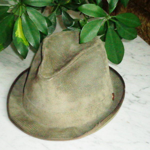 Hush Puppies Pig Skin Size 7 Mens Fedora Hat Vintage Mid Century Modern