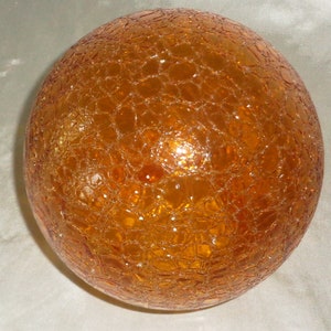 Art Deco Amber Crackle Glass Lamp Shade – Ball Globe, 3 1/4" Fitter, #CS963